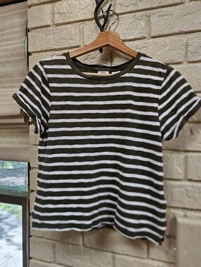 Levi's Olive and White Striped Short Sleeve Tee